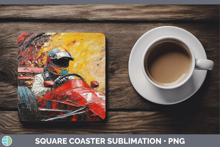 BS06 Thick Paint Male Race Car Driver Square Coaster Sublima