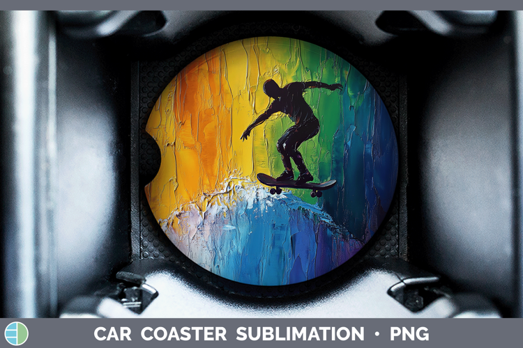 BS06 Thick Paint Male Skateboarder Car Coaster Sublimation