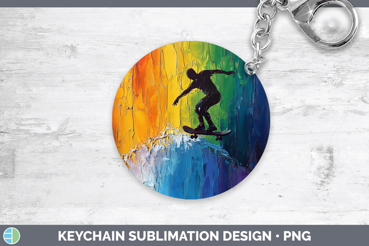 BS06 Thick Paint Male Skateboarder Keychain Sublimation Keyr