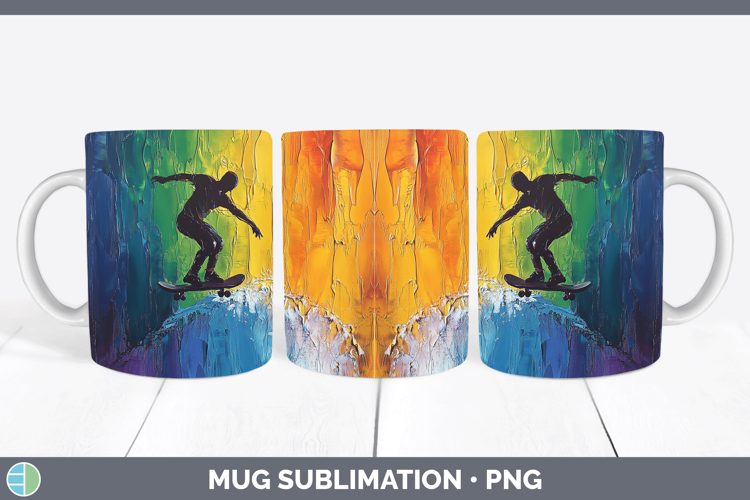 BS06 Thick Paint Male Skateboarder Mug Wrap Sublimation Coff