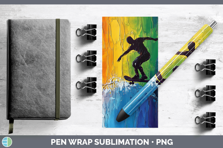 BS06 Thick Paint Male Skateboarder Pen Wrap Sublimation Pen