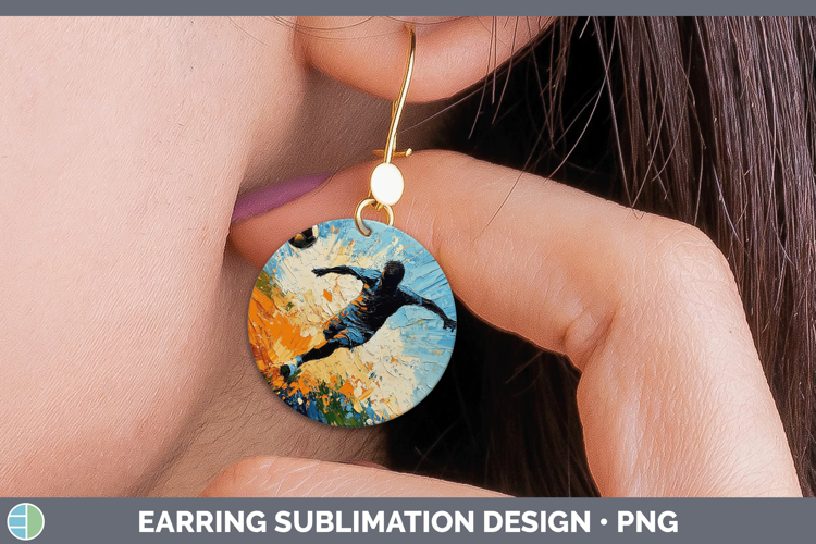 BS06 Thick Paint Male Soccer Round Earrings Sublimation Earr