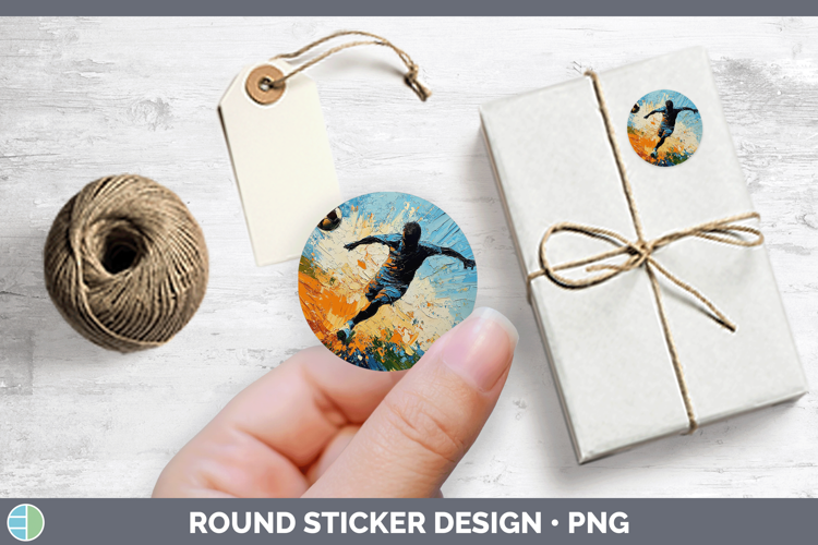 BS06 Thick Paint Male Soccer Stickers | Round Labels Designs