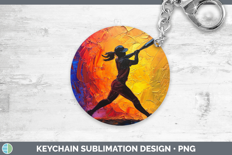 BS06 Thick Paint Softball Keychain Sublimation Keyring Desig