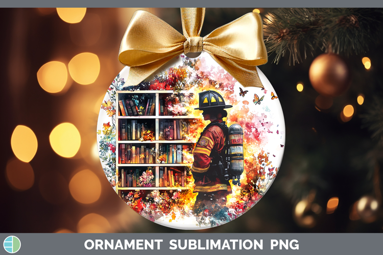 BS07 Bookshelf Female Firefighter Ornament Sublimation Baubl