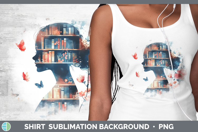 BS07 Bookshelf Female Teacher Shirt Sublimation Background D
