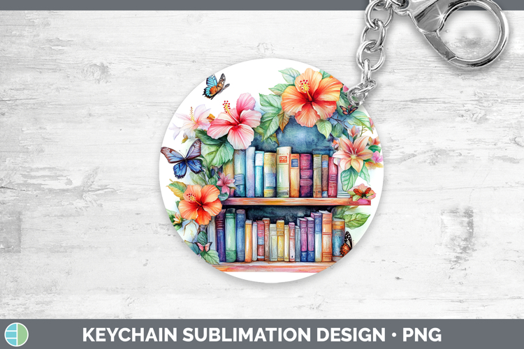 BS08 Bookshelf Hibiscus Keychain Sublimation Keyring Designs