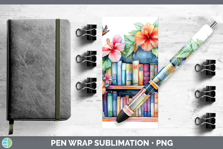 BS08 Bookshelf Hibiscus Pen Wrap Sublimation Pen Designs