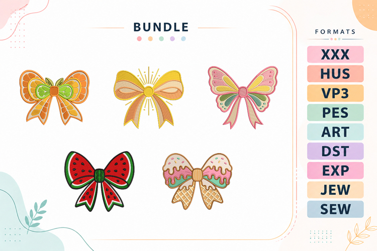 Summer Fruit & Sweet Bow Embroidery Bundle