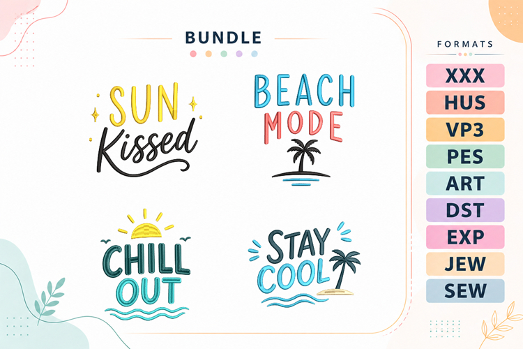 Summer Quotes Embroidery Bundle