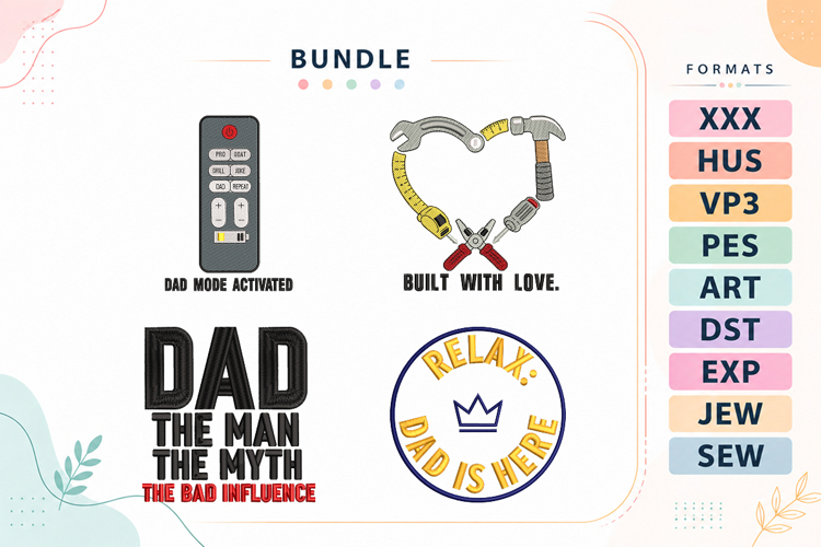 Fathers Day Embroidery Bundle
