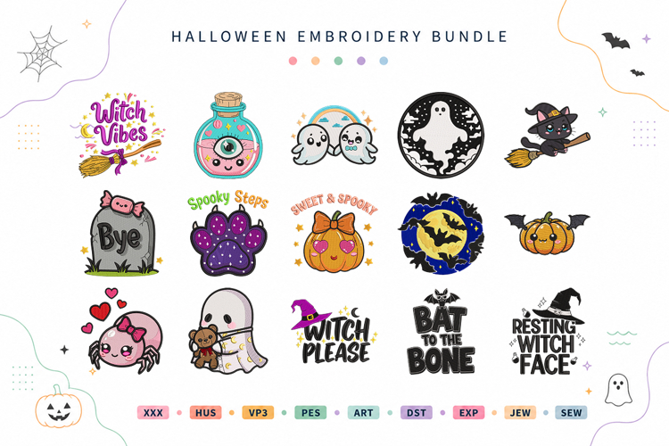 Cute Halloween Embroidery Bundle