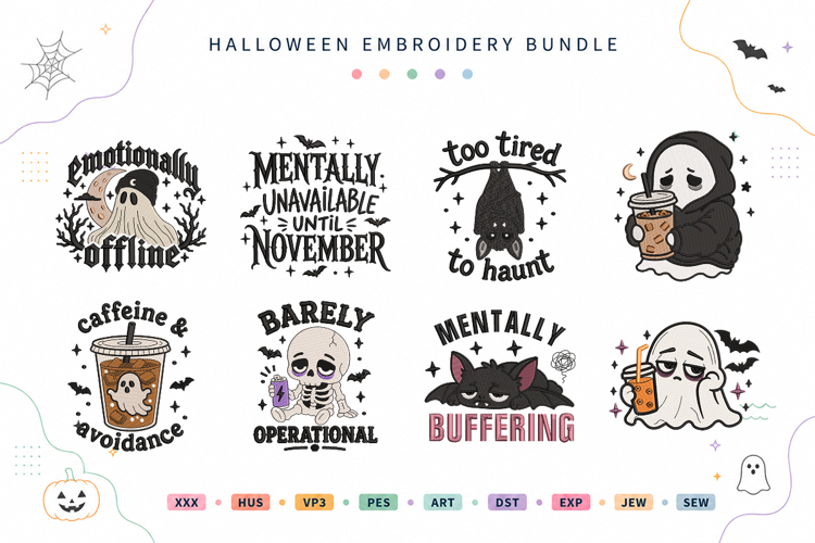 Mentally Unavailable This Halloween Embroidery Bundle