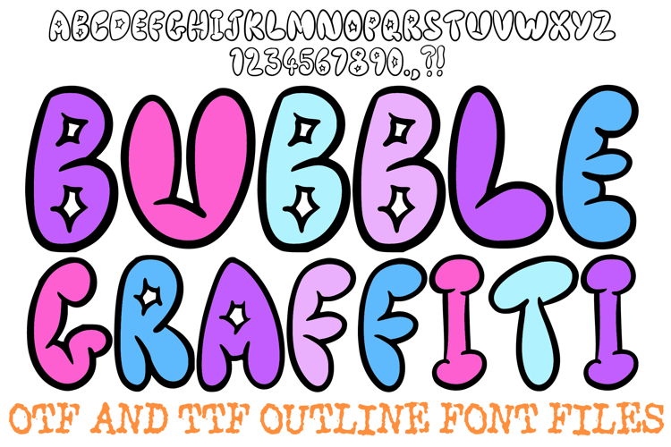 Bubble Graffiti Doodle Outline Font Typography Lettering ABC