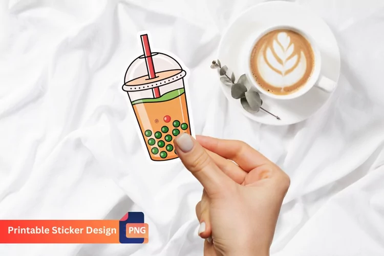 Bubble Tea Sticker, Kawaii Bubble Tea Sticker, Tea Sticker