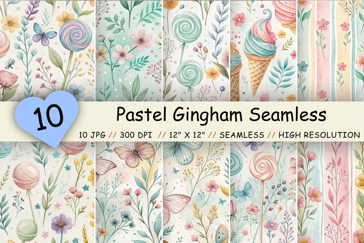 Bubbly Spring Watercolor Seamless Patterns, Pastel Floral
