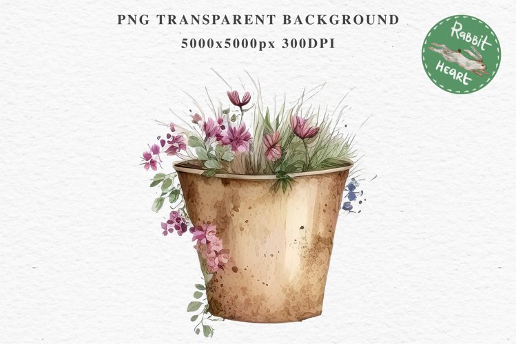 Buckets Floral Flower Wreath Clipart PNG Scrapbooking Image
