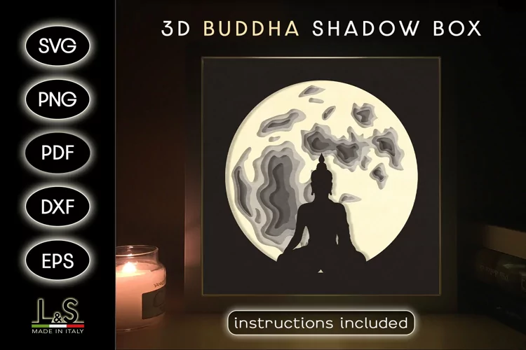 Buddha Shadow Box Svg | Moon Paper Cutting Template