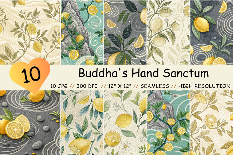Buddhas Hand Sanctum Seamless Pattern, Digital Paper