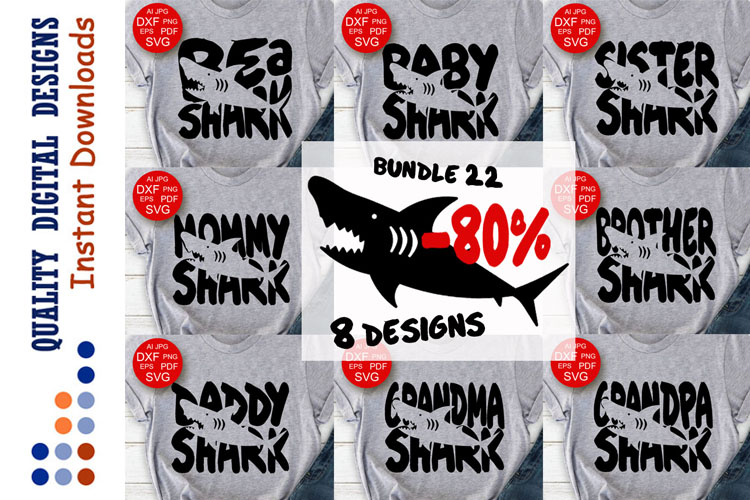 Bundle Family shirts SHARKS svg files