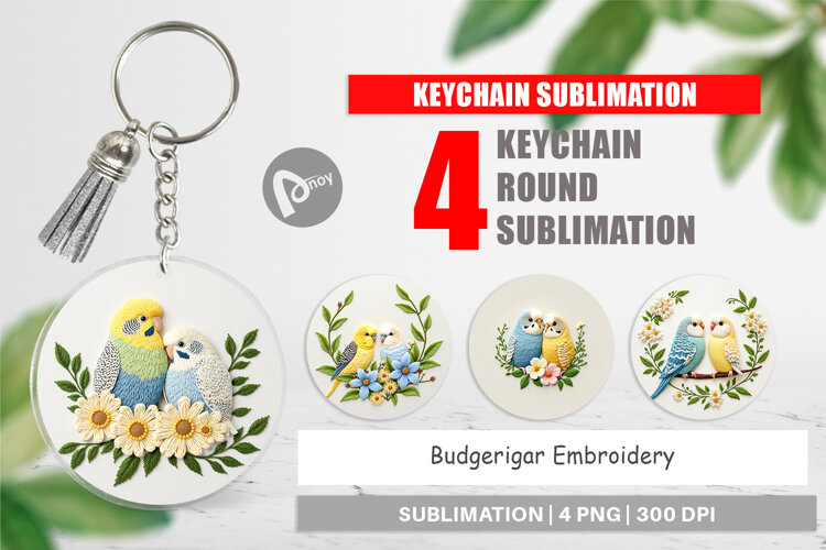 Keychain Budgerigar Embroidery example image 1
