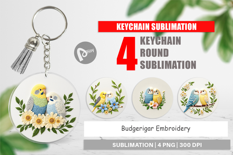 Keychain Budgerigar Embroidery