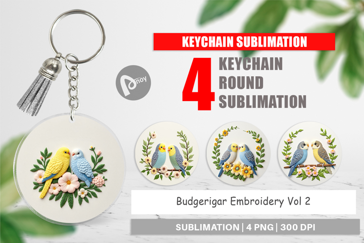 Keychain Budgerigar Embroidery