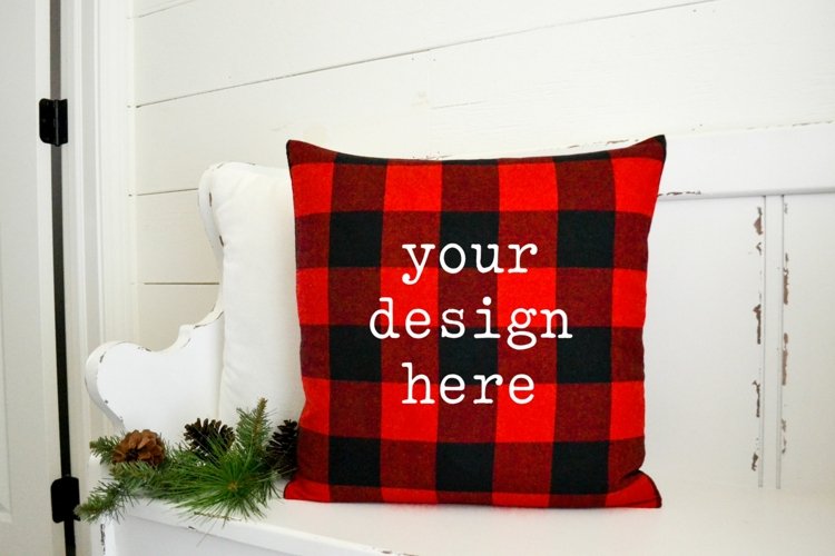 Christmas Pillow Mockup | Add SVG Sublimation Clipart Design example image 1