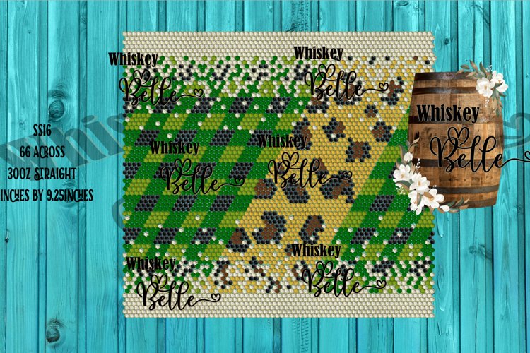 Leopard Green Buffalo Plaid Ombre 30oz Rhinestone Pattern