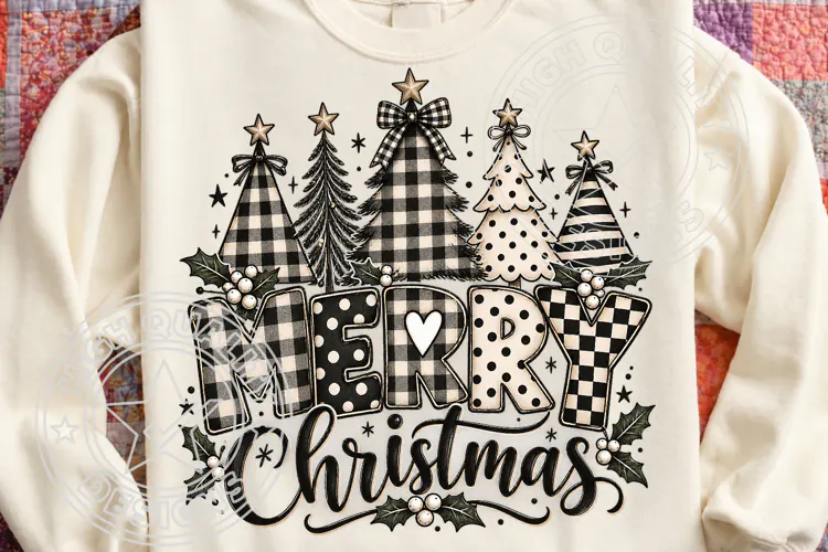 Buffalo Plaid Merry Christmas Trees PNG