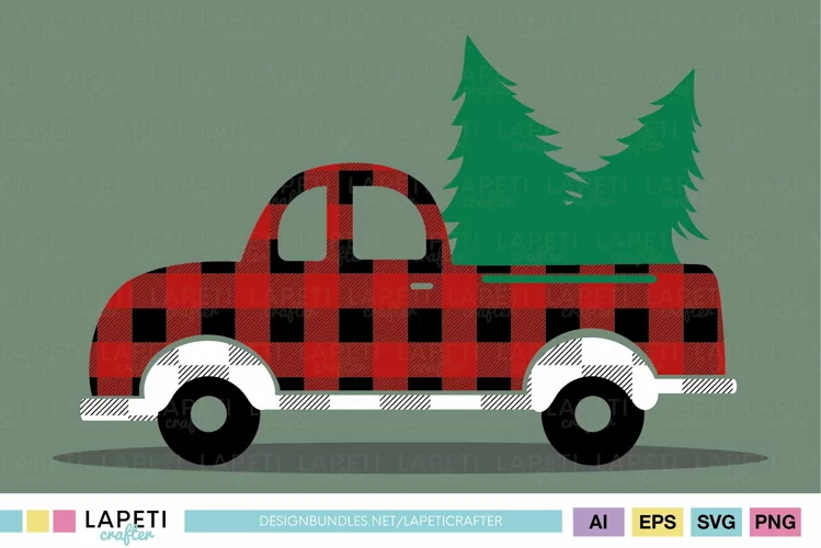 Buffalo plaid Christmas truck svg, sublimation designs