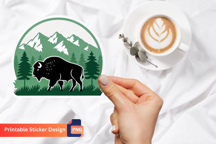 Buffalo Sticker, Wild Buffalo Sticker, Boho Buffalo Sticker example image 1