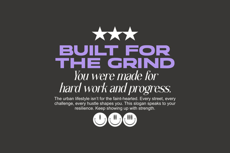 Built for the Grind Urban Typography T-shirt Design