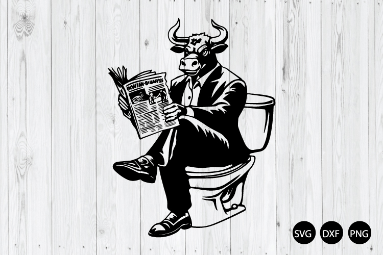 Funny Bull on Toilet SVG, Bull SVG, Funny Meme SVG