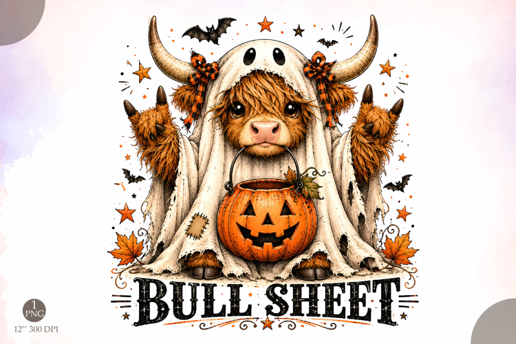 Bull Sheet PNG,Ghost Cows Halloween PNG, Funny Cow Lover