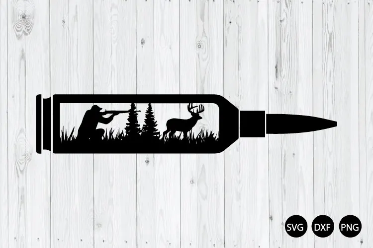 Hunting Bullet Scene SVG, Hunting SVG, Elk Duck Hunter SVG