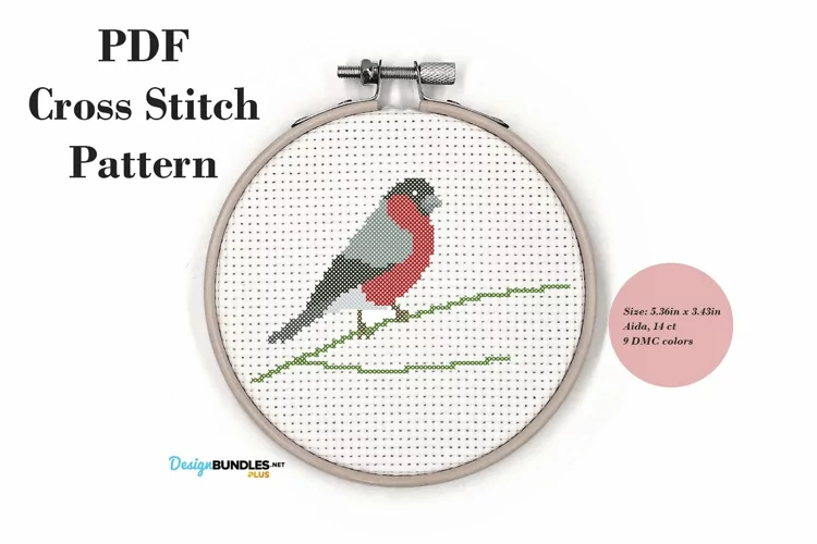 Bullfinch On A Branch Cross Stitch Pattern PDF
