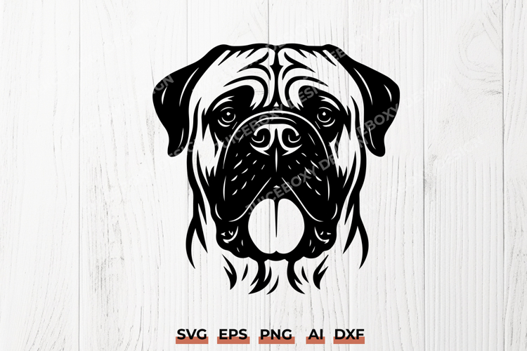 Bullmastiff Dog Head SVG PNG | Realistic Mastiff Dog Breed