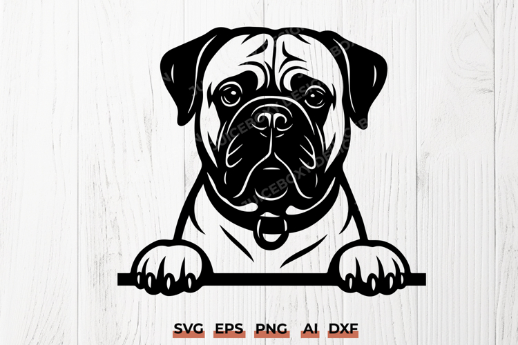 Bullmastiff Peeking Dog SVG PNG | Mastiff Car Decal Design