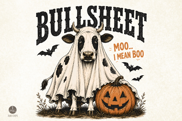 Bullsheet Halloween Cow PNG, Funny Ghost Cow Pumpkin Shirt