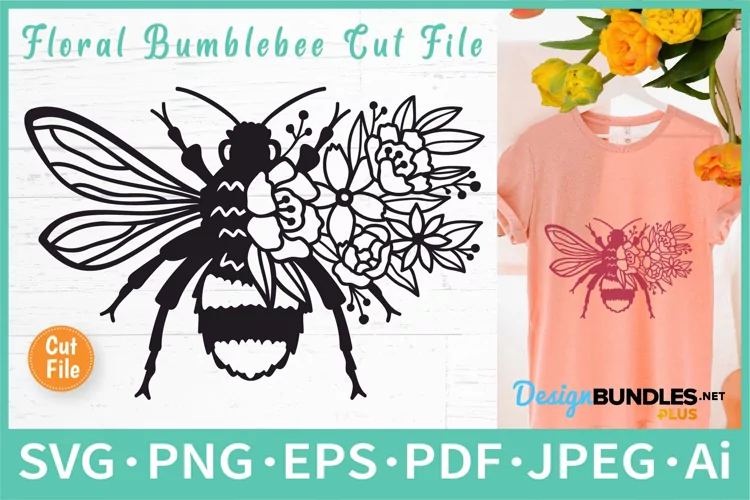Bumblebee With Floral Wings SVG| Summer Flowers Cut File