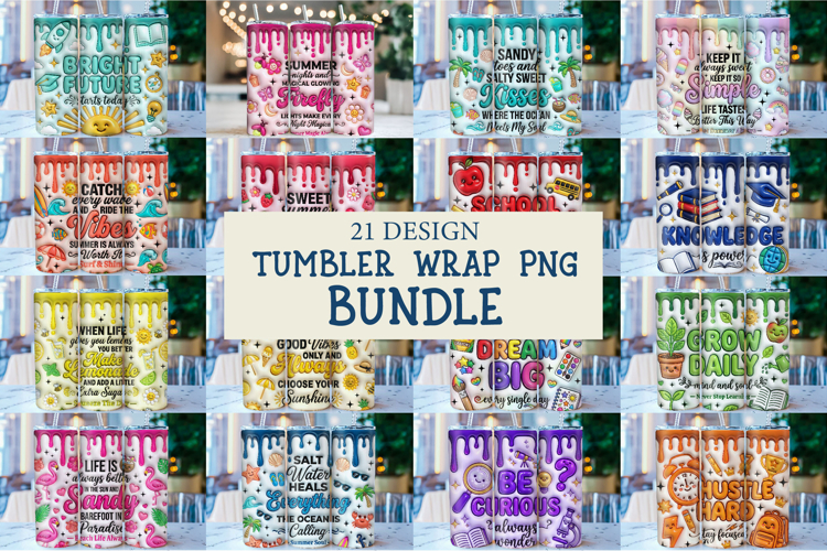 3D Tumbler Wrap Png Bundle , 20oz Skinny Tumbler Wrap Bundle