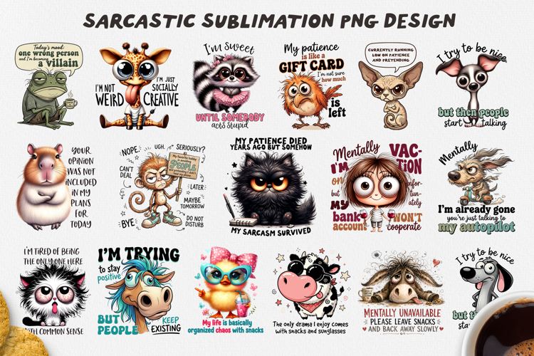 Sarcastic Animal PNG Sublimation Bundle