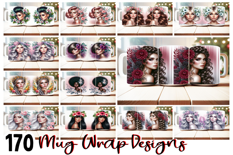 170 Feminine Mug Wrap Designs 11oz & 15oz PNG Afro, Floral