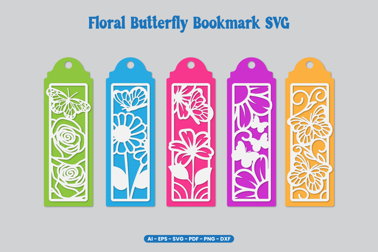 Floral Butterfly Bookmark SVG | Papercut Bookmark Laser Cut