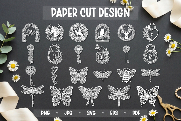 23 Floral Cute Paper Cut SVG Bundle
