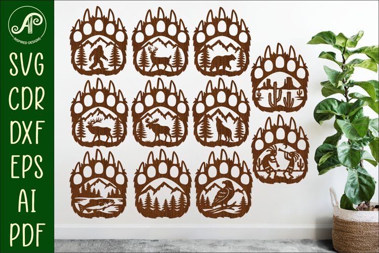 Bear paw print wall sign Bundle