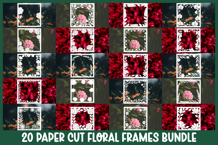 20 Paper cut Floral Frame SVG Cricut,Silhouette Craft