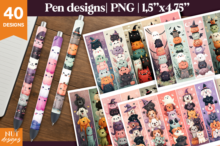 Funny Halloween pen Bundle Waterslide pen wraps. Cute pens