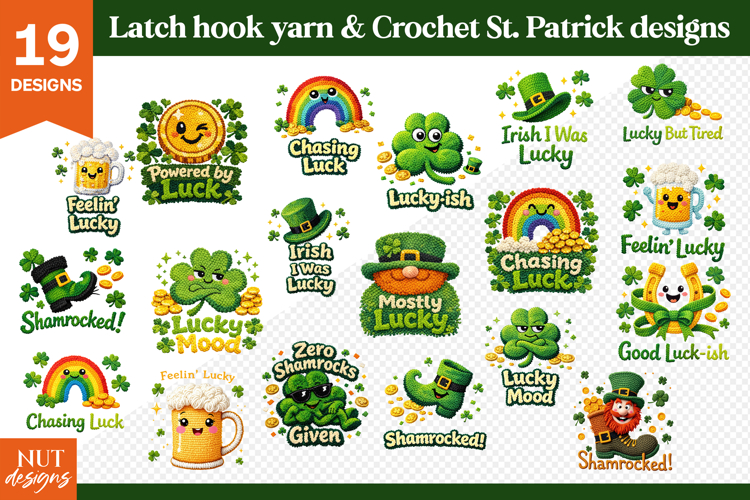 Latch Hook Patrick day quote Knitted St Patricks day bundle